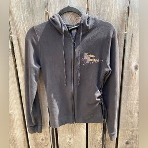 Women's Harley Davidson Hoodie Spell-Out Double Side M Lace Biker Full Zip Cycle